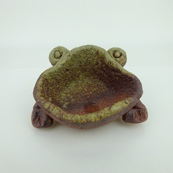 盆栽鉢 信楽 信楽焼 小型 長辺 約11cm かえる形 鉢 手作り 蛙 カエル 観賞用  新品 w1198412267