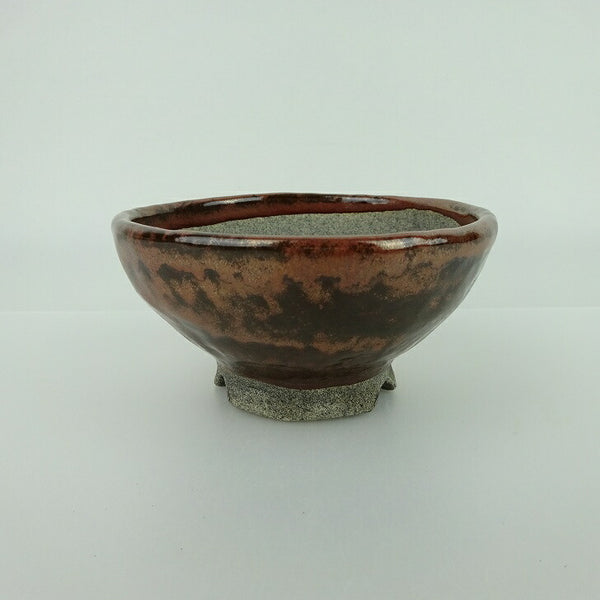 盆栽鉢 大山 大久保 欣三郎 小鉢 長辺 約9.5cm 丸鉢 釉薬 観賞用  新品 t1198410472