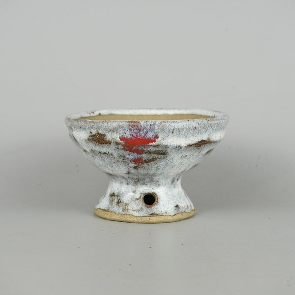 盆栽鉢 文山 越前文山 小型 長辺 約 12cm 鯖江園芸 丸鉢 高杯 釉薬 観賞用  新品 k1198407486