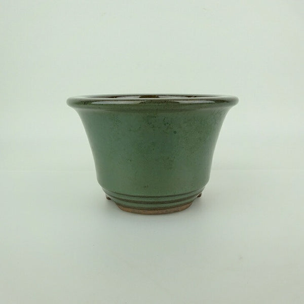 盆栽鉢 小石原焼 小型 長辺 約11.6cm 丸鉢 外縁 下帯 釉薬 観賞用  新品 r1198408121