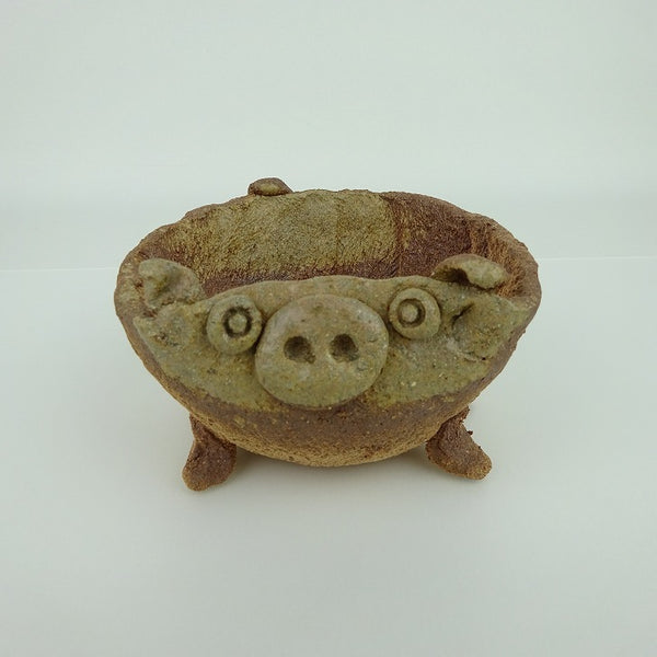 盆栽鉢 信楽 信楽焼 小型 長辺 約11.5cm ぶた形 鉢 手作り 豚 ブタ 観賞用  新品 p1198418877