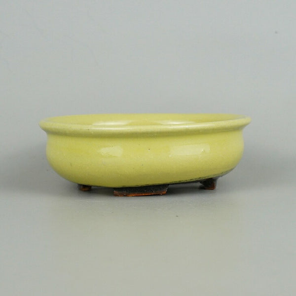 盆栽鉢 平安虹泉 小型 長辺 約10.7cm 丸鉢 釉薬  新品 v1198441111