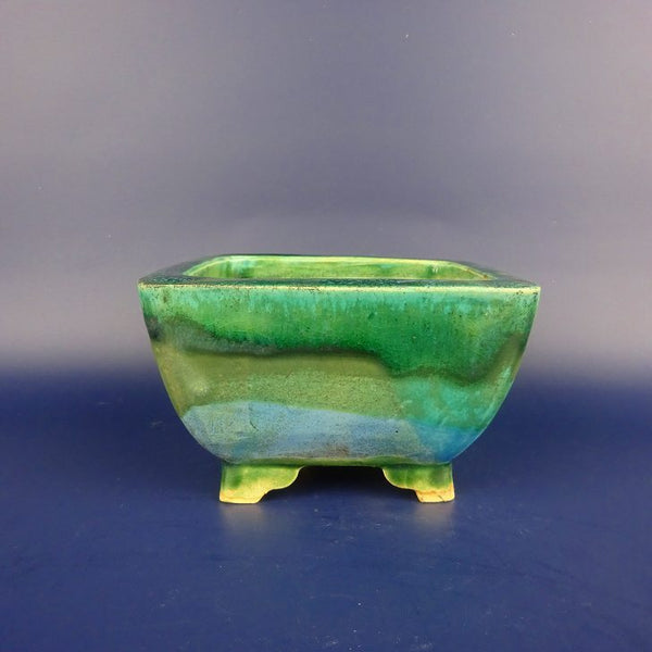 盆栽鉢 桂雲 福田桂雲 小型 長辺 約 12cm 正方鉢 釉薬  新品 h1198428216