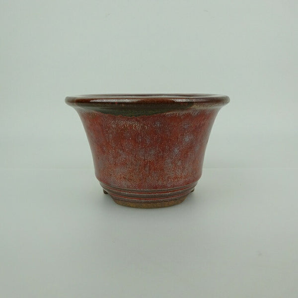 盆栽鉢 小石原焼 小型 長辺 約11.6cm 丸鉢 外縁 下帯 釉薬 観賞用  新品 f1198410276