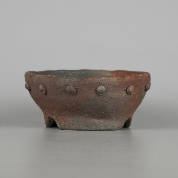 盆栽鉢 文山 越前文山 小型 長辺 約 10.3cm 鯖江園芸 丸鉢 鋲打 泥物  新品 l1198409537