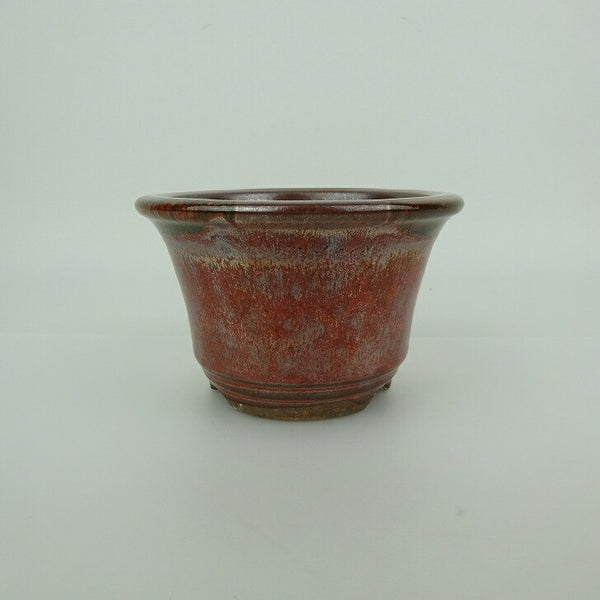 盆栽鉢 小石原焼 小型 長辺 約11.5cm 丸鉢 外縁 下帯 釉薬 観賞用  新品 k1198411717