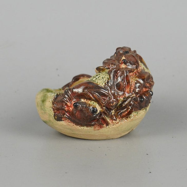 盆栽鉢 正志 古本正志 小鉢 長辺 約8cm 丸鉢 蟹付 かに カニ 釉薬 観賞用  新品 o1198426377