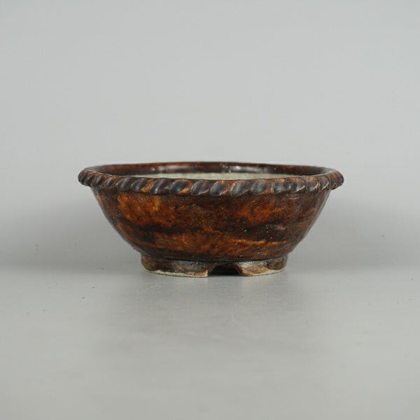 盆栽鉢 文山 越前文山 小型 長辺 約 15.8cm 鯖江園芸 丸鉢 縁付 釉薬 観賞用 w1198414905