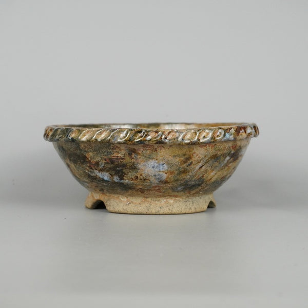 盆栽鉢 大山 大久保 欣三郎 小型 長辺 約16.5cm 丸鉢 釉薬  新品 k1198415102