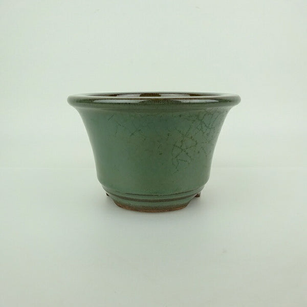 盆栽鉢 小石原焼 小型 長辺 約11.6cm 丸鉢 外縁 下帯 釉薬 観賞用  新品 j1198414132