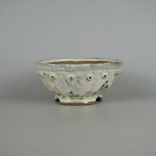 盆栽鉢 文山 越前文山 小型 長辺 約 17cm 鯖江園芸 丸鉢 鋲打 釉薬  新品 p1198417227