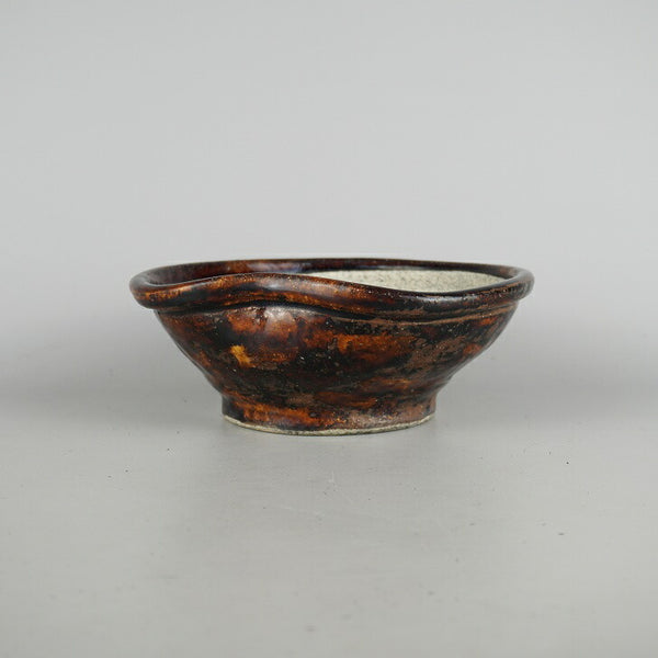 盆栽鉢 文山 越前文山 中型 長辺 約 20.5cm 鯖江園芸 変形 丸鉢 縁付 釉薬 g1198413098