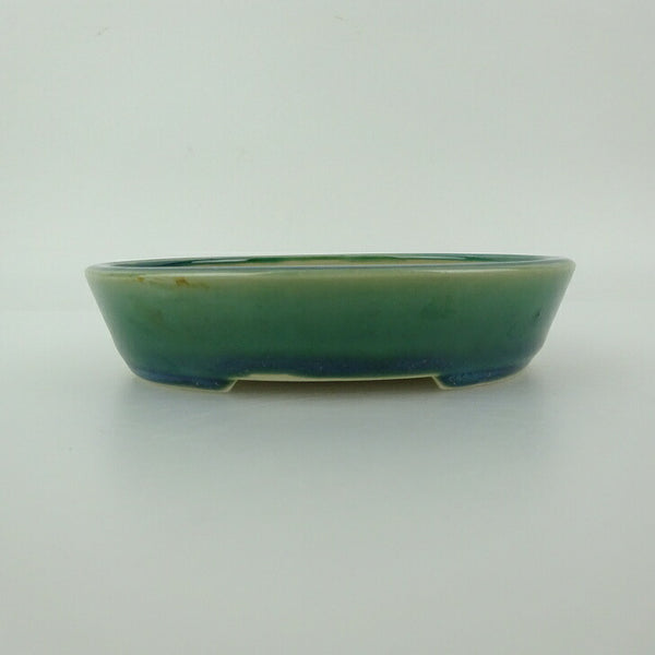 盆栽鉢 青香 小型 長辺 約11.8cm 楕円鉢 釉薬 c1198403844