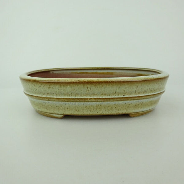 盆栽鉢 青香 小型 長辺 約14.8cm 楕円鉢 中帯 釉薬 v1198440566