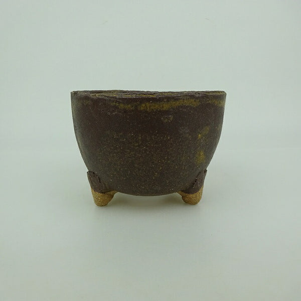 盆栽鉢 信楽焼 小型 長辺 約10.8cm 丸鉢 信楽 楽風 釉薬 観賞用  新品 s1198417411