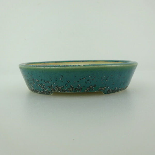 盆栽鉢 青香 小型 長辺 約12cm 楕円鉢 釉薬 n1198414801