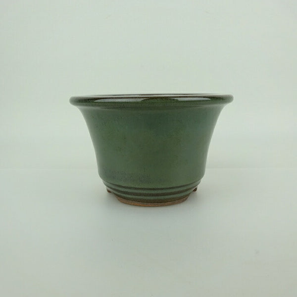 盆栽鉢 小石原焼 小型 長辺 約11.6cm 丸鉢 外縁 下帯 釉薬 観賞用  新品 q1198408295