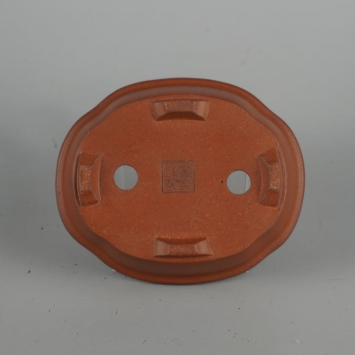 盆栽鉢 常滑 壹興 渡辺 一弘 小型 長辺 約11.2cm 木瓜鉢 外縁 泥物