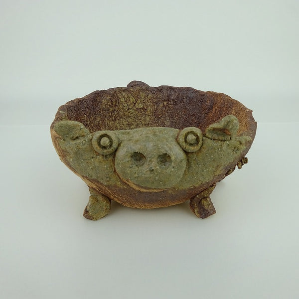 盆栽鉢 信楽 信楽焼 小型 長辺 約12cm ぶた形 鉢 手作り 豚 ブタ 観賞用  新品 d1198421180