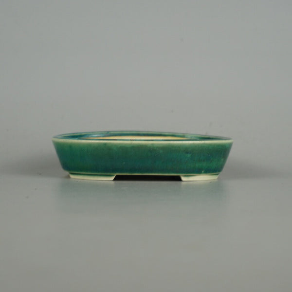 盆栽鉢 青香 小鉢 長辺 約10cm 楕円鉢 釉薬 p1198412741