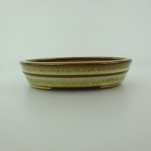 盆栽鉢 青香 小型 長辺 約12cm 楕円鉢 中帯 釉薬 d1198421487