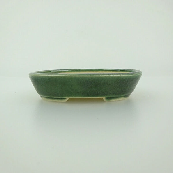 盆栽鉢 青香 小鉢 長辺 約8.5cm 楕円鉢 釉薬 b1198423358
