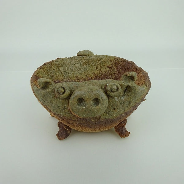 盆栽鉢 信楽 信楽焼 小型 長辺 約11.8cm ぶた形 鉢 手作り 豚 ブタ 観賞用  新品 b1198420924