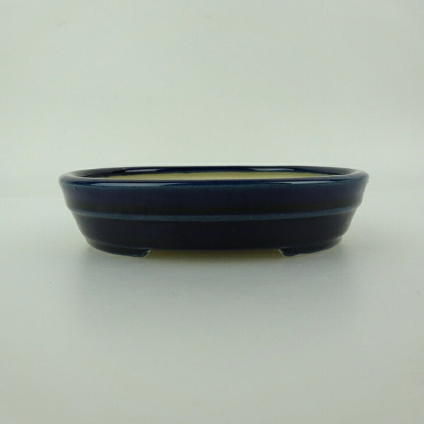 盆栽鉢 青香 小型 長辺 約11.8cm 楕円鉢 中帯 釉薬 q1198417956
