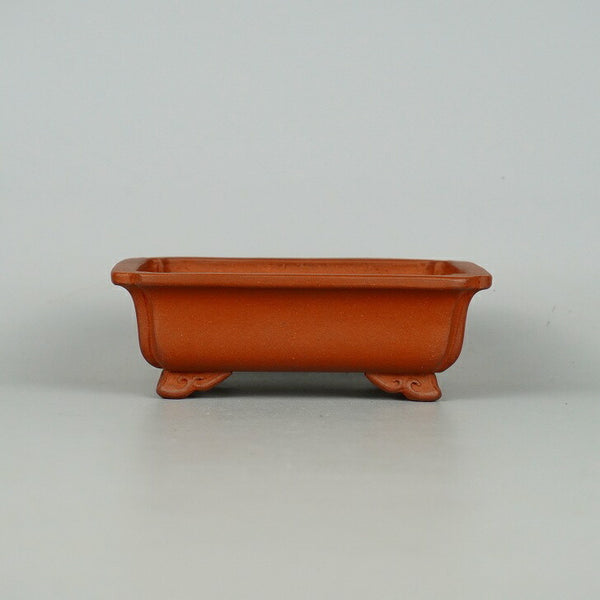 盆栽鉢 壱興造記 渡辺 一弘 小型 長辺 約13cm 長方鉢 隅入 雲足 長角 泥物  新品 m1198406486