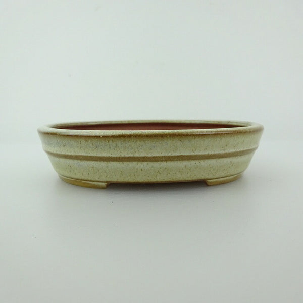 盆栽鉢 青香 小型 長辺 約12cm 楕円鉢 中帯 釉薬 s1198413183