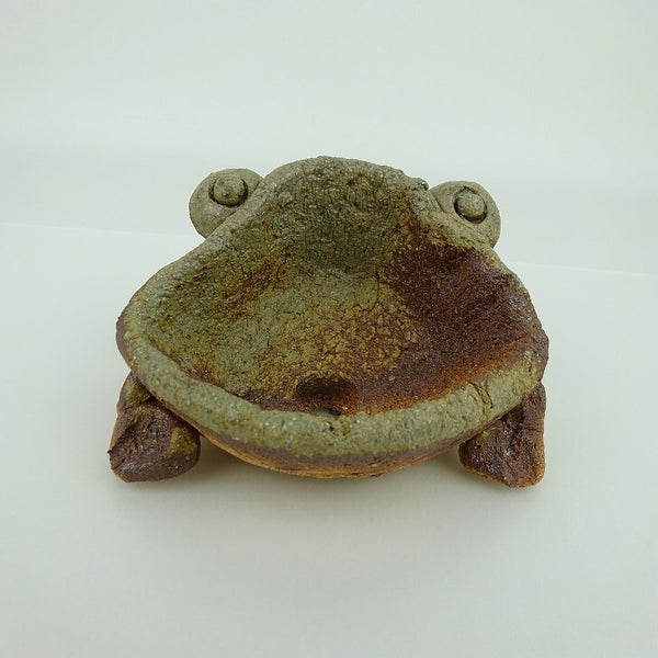 盆栽鉢 信楽焼 小型 長辺 約10cm かえる形 信楽 鉢 手作り 蛙 カエル 観賞用  新品 g1198422108
