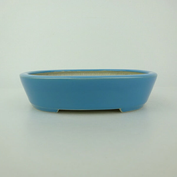 盆栽鉢 青香 小型 長辺 約14.8cm 楕円鉢 釉薬 u1198430311