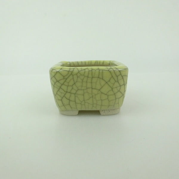 盆栽鉢 青香 豆鉢 長辺 約4.5cm 正方鉢 貫入 釉薬 t1198406787