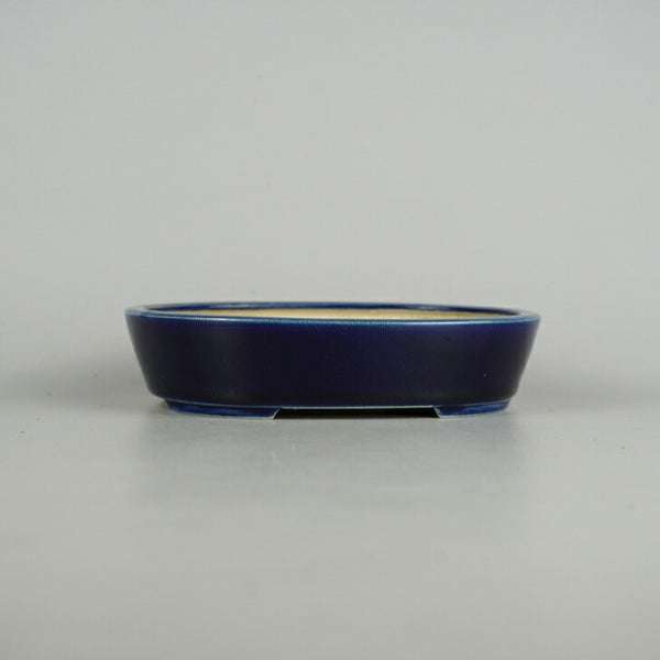 盆栽鉢 青香 小型 長辺 約14.8cm 楕円鉢 釉薬 v1198442407
