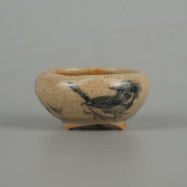 盆栽鉢 是好 矩 豆鉢 長辺 約4.3cm 丸鉢 色絵 雀 すずめ スズメ ミニ鉢 観賞用  新品 u1198424382