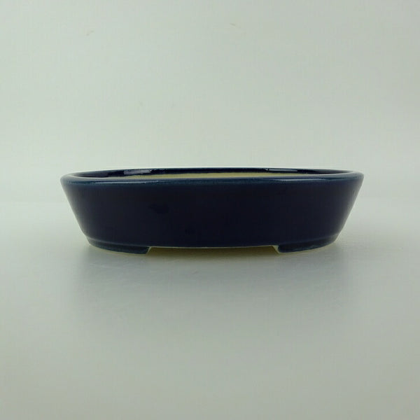 盆栽鉢 青香 小型 長辺 約12cm 楕円鉢 釉薬 q1198411343