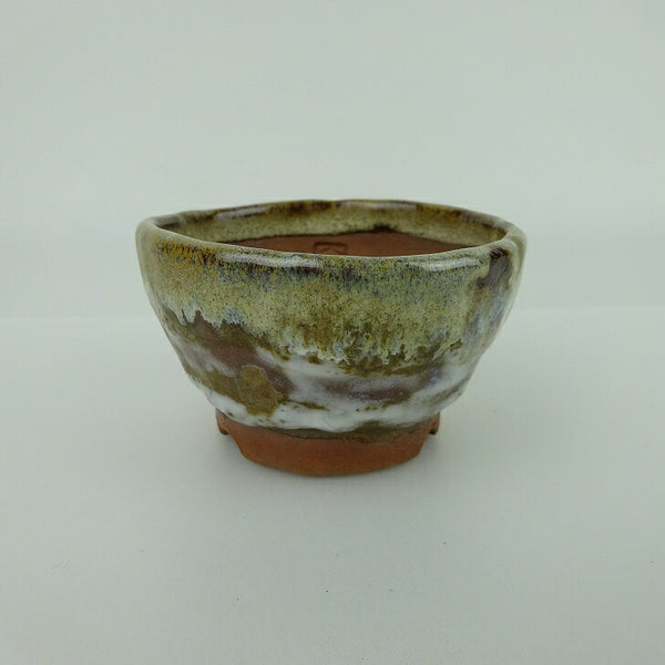 盆栽鉢 大山 大久保 欣三郎 小鉢 長辺 約7.9cm 丸鉢 釉薬 観賞用  新品 d1198422439