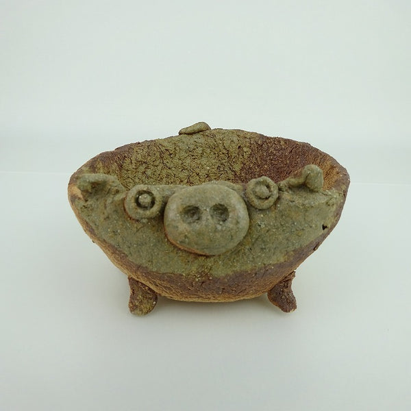 盆栽鉢 信楽 信楽焼 小型 長辺 約11.5cm ぶた形 鉢 手作り 豚 ブタ 観賞用  新品 w1198413066