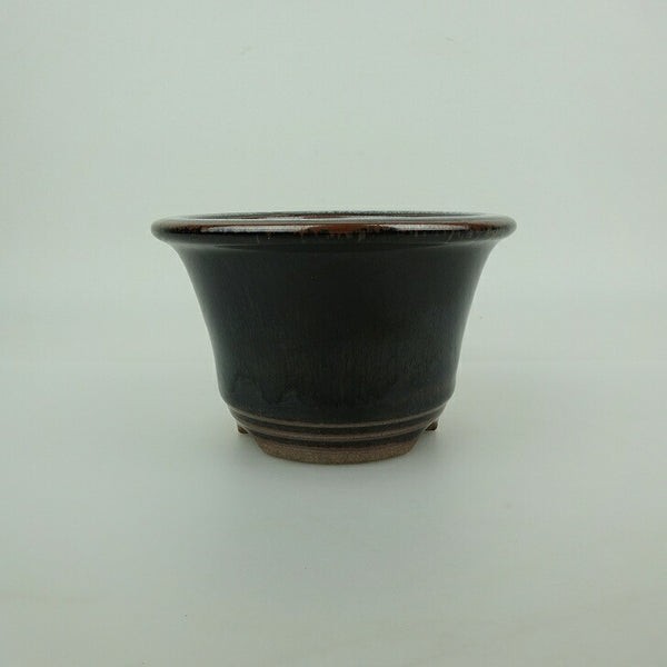 盆栽鉢 小石原焼 小型 長辺 約11.7cm 丸鉢 外縁 下帯 釉薬 観賞用  新品 o1198429704