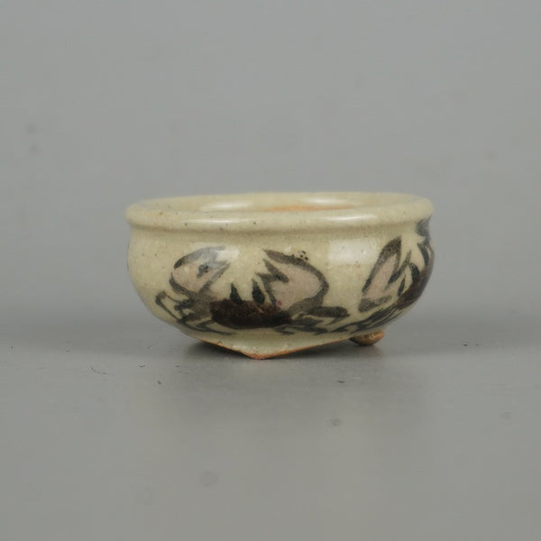 盆栽鉢 是好 矩 豆鉢 長辺 約4.5cm 丸鉢 色絵 蟹 かに カニ ミニ鉢 観賞用  新品 f1198409591