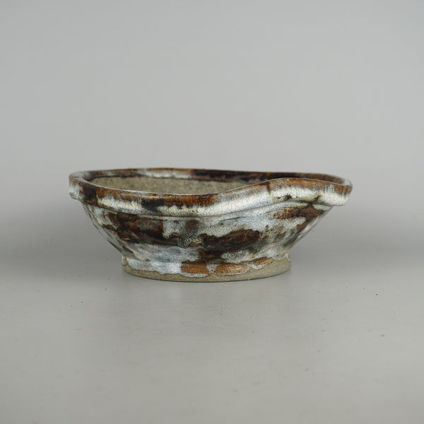 盆栽鉢 文山 越前文山 中型 長辺 約 21.2cm 鯖江園芸 変形 丸鉢 釉薬 m1198410160