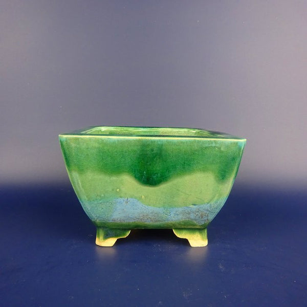 盆栽鉢 桂雲 福田桂雲 小型 長辺 約 12cm 正方鉢 釉薬  新品 x1198415908