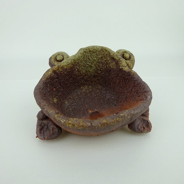 盆栽鉢 信楽 信楽焼 小型 長辺 約10.5cm かえる形 鉢 手作り 蛙 カエル 観賞用  新品 c1198409172