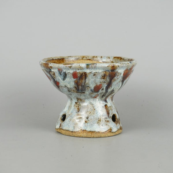 盆栽鉢 文山 越前文山 小型 長辺 約 12.5cm 鯖江園芸 丸鉢 高杯 釉薬 観賞用  新品 e1198412276