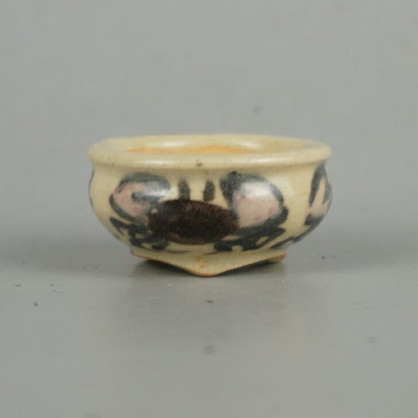 盆栽鉢 是好 矩 豆鉢 長辺 3.7cm 丸鉢 色絵 蟹 かに カニミニ鉢 観賞用  新品 c1198409372