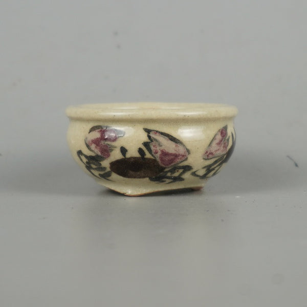 盆栽鉢 是好 矩 豆鉢 長辺 約4.3cm 丸鉢 色絵 蟹 かに カニミニ鉢 観賞用  新品 d1198422480