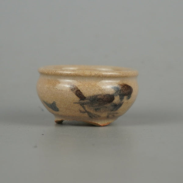 盆栽鉢 是好 矩 豆鉢 長辺 約4.3cm 丸鉢 色絵 雀 すずめ スズメ ミニ鉢 観賞用  新品 b1198424854