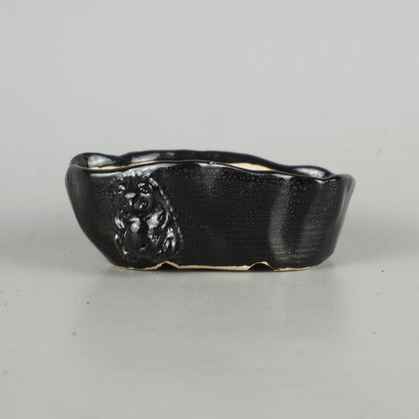 盆栽鉢 卓道 小鉢 長辺 約 9cm 変形 楕円鉢 狸付 たぬき タヌキ 釉薬 観賞用  新品 d1198417349