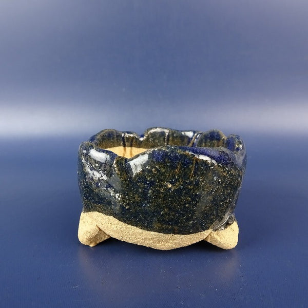 盆栽鉢 竹鳳 落款なし 小鉢 長辺 約 5.5cm 丸鉢 釉薬  新品 f1198412323