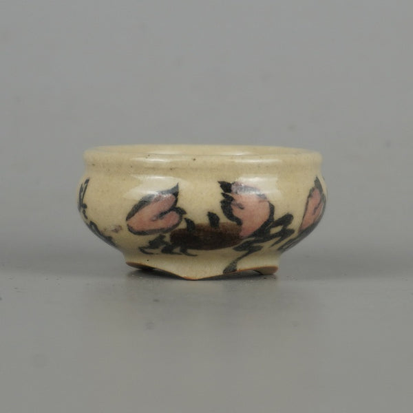 盆栽鉢 是好 矩 豆鉢 長辺 約4cm 丸鉢 色絵 蟹 かに カニ ミニ鉢 観賞用  新品 w1198412609